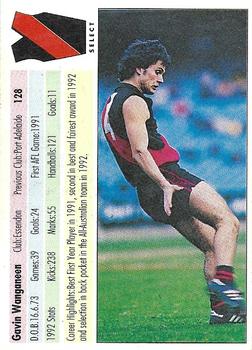 1993 Select AFL #128 Gavin Wanganeen Back